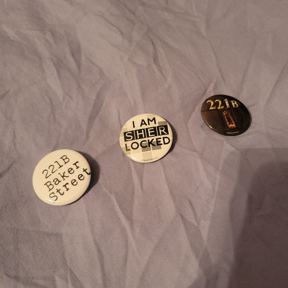 Sherlock Holmes BBC Button Pin Collection! (X3)